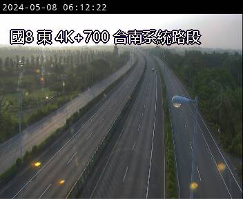 國道8號 東向 4K+700 新吉交流道到台南系統交流道 1.8 公里 氣溫23.2度