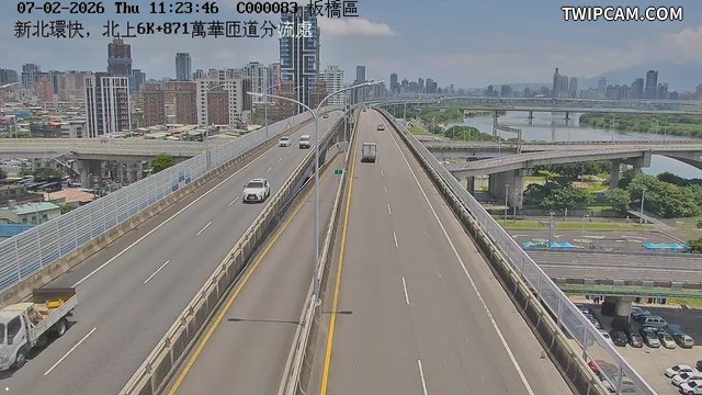 新北市道路 新北環快，北上6K+871萬華匝道分流處即時影像