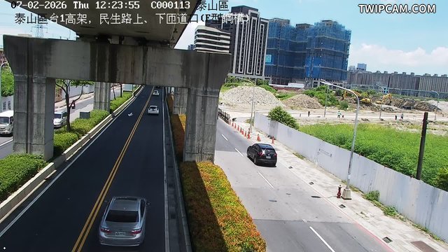 新北市道路 台1高架，民生路上、下匝道口(既有F型鋼構)即時影像